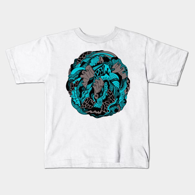 Blue Grey Abstract Wave of Thoughts No 1 Kids T-Shirt by kenallouis